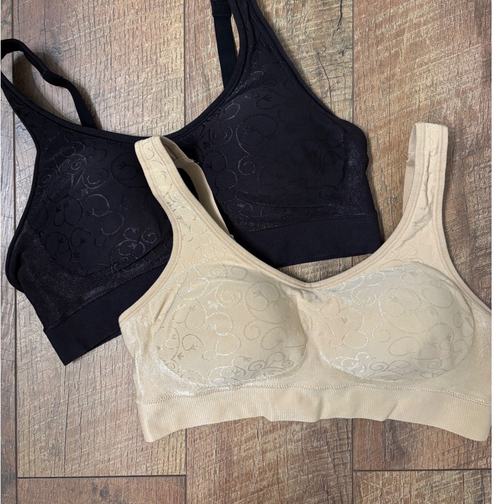 Bali Medium Comfort Revolution Wireless Bra Women Black Beige NEW